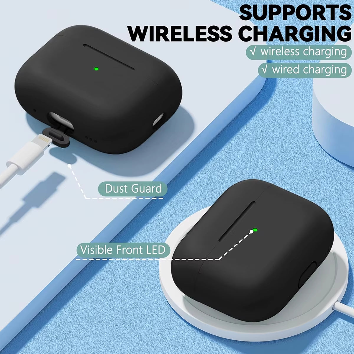 AirPods Pro Protective Silicone Case with Cleaning Kit for 1st and 2nd Generation