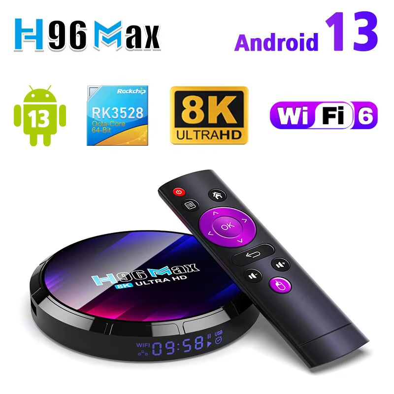 MAX RK3528 Android TV Box - 4K and 8K Video Support, Dual-Band WiFi 6, Bluetooth 5.0, Set-Top Streaming Device