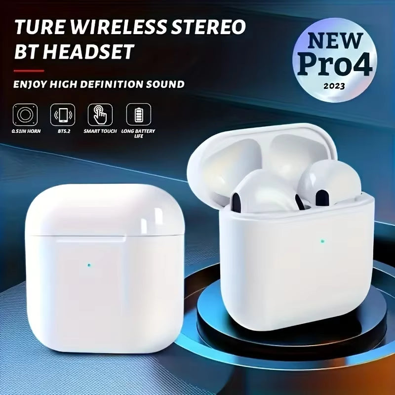 Pro 4 TWS Wireless Bluetooth 5.3 Earbuds with Microphone and Waterproof Design for Xiaomi and iPhone